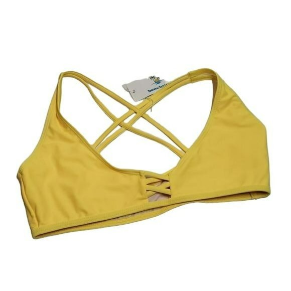 Beachsissi Bikini Cross Front Thong Bottom Yellow Green Women's Small S NWT - Picture 3 of 16